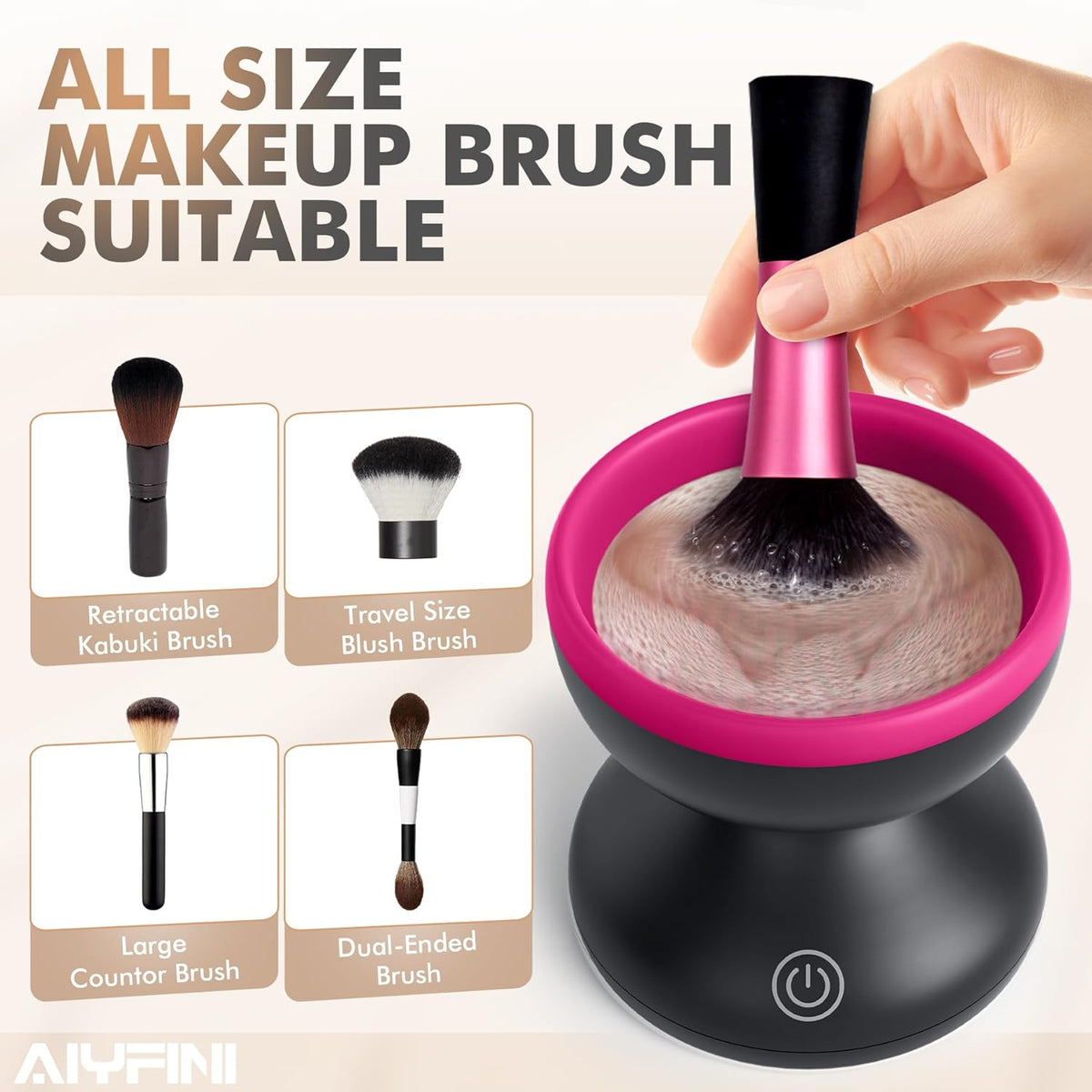 Makeup Brush Cleaner Machine, Powerful Friction Make up Residue Remover